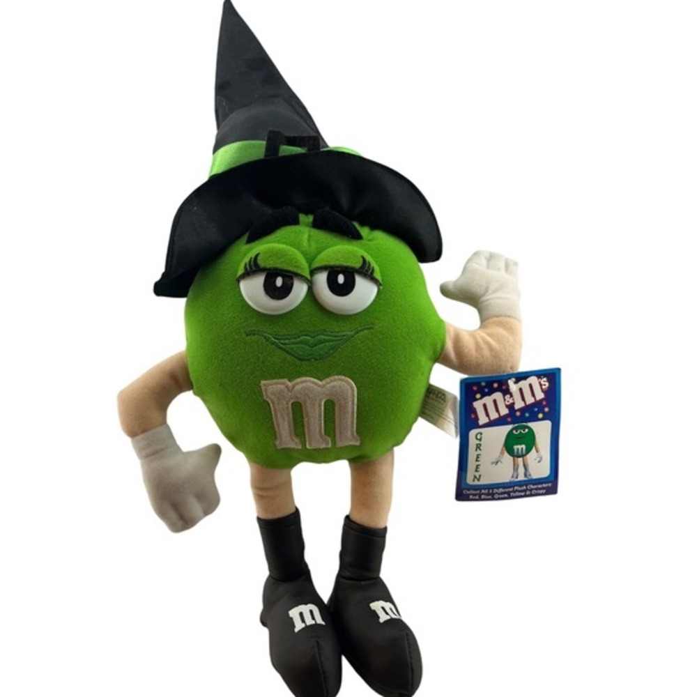 M&M's Green Witch‎ Plush Toy Large 19 inch Green Black Excellent Vintage 2001